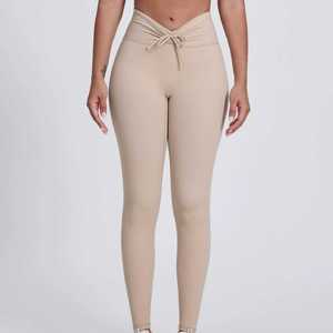 New Arrival High Yoga Pants <b>Women</b> Leggings Breathable Athletic Workout Tummy Control Cotton Bamboo Elastic Gym Wear Training - Product Image 6