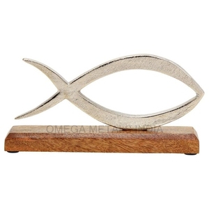 Última escultura de pescado con base de madera Diseño de calidad fresca para decoración y adornos navideños de mesa - Product Image 5