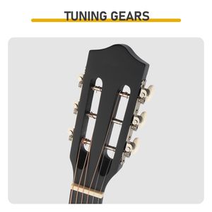 Chitarra Acustica Nera Opaca da 30 Pollici con Plettri, Corde, Capotasto, Custodia, Accordatore, Tracolla per Principianti e Viaggi, Realizzata in Abete Massello, Palissandro e Acciaio - Product Image 5