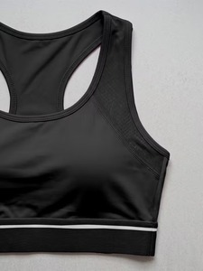 Women <b>Mesh</b> Panel Racerback Sports Bra High Impact Elastic Stripe Underbust Fitness Gym <b>Crop</b> <b>Top</b> Workout Yoga Active Tank - Product Image 6