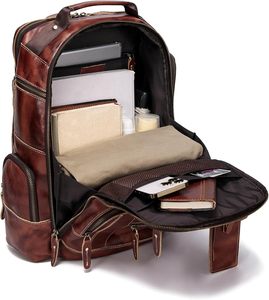 Vintage Cow Leather Women <b>Backpack</b> <b>Large</b> Capacity Laptop Travel Bag Zipper School Hiking Daypack - Product Image 4