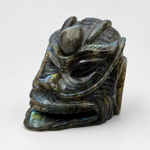 Máscara de Labradorita Tallada a Mano, Escultura Facial de Piedra Preciosa Natural, Adorno Espiritual Decorativo para el Hogar - Product Image 1