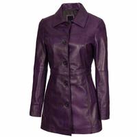 Modischer Echtleder-Trenchcoat für Damen, Winddicht, Lang, Wasserdicht, Atmungsaktiv, mit Individuellem Logo, Trendiger Wintermantel