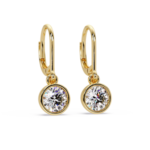 Solitaire <b>Dangle</b> <b>Earring</b> 14k <b>gold</b> fine jewelry IGI Certified Round cut Lab Grown diamond bezel leverback <b>Earrings</b> Everyday Wear - Product Image 2