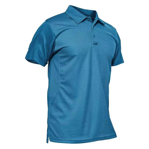 Polo de Manga Corta Azul para Hombre, Color Sólido, Tejido de Punto, Secado Rápido, Corte Regular, Camisetas Polo para Hombre - Product Image 1