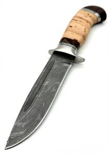 Outil de terrain artisanal personnalisé en acier Damas, manche en écorce de bouleau empilé, garde en laiton - Product Image 4