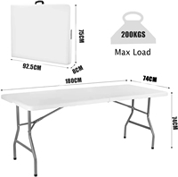 Tables pliantes de 6 pieds, rectangulaires en plastique, pour patio, salle à manger, fête, camping, pique-nique, banquet