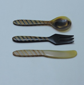 3-Piece Plastic Utensil <b>Set</b> Spoon Fork Knife With <b>Marbled</b> Handle Design - Product Image 3