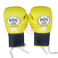 Guantes de Boxeo No Boxing No Life, de Cuero Vacuno, con Cordones, Acolchado Suave, Protección Completa para los Dedos, Absorción de Humedad, OEM