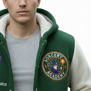 Solid Color Front Logo Quick Dry & Windproof Men <b>Fleece</b> Varsity <b>Jackets</b> High Street Style <b>Fleece</b> Varsity <b>Hooded</b> <b>Jacket</b> for Men- - Product Image 5