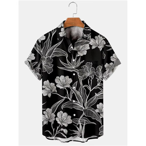 เสื้อเชิ้ตฮาวายพิมพ์ลายต้นปาล์มแขนสั้นติดกระดุมสำหรับผู้ชายแฟชั่นลำลองราคาประหยัดช่วงฤดูร้อน - Product Image 5