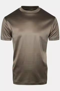 T-shirt personnalisé pour homme, col rond, coupe classique, gris uni, style décontracté, bordure contrastée, 100% coton biologique, 320g, logo sur le devant - Product Image 3