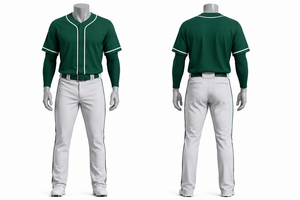Custom Men's <b>Baseball</b> Uniform Green Jersey White Pants Moisture Wicking Regular Fit All Seasons Team Apparel - Product Image 1