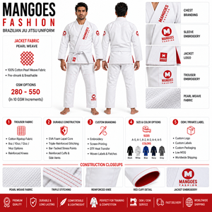 Kimono de BJJ Elite IBJJF en Coton Léger Pré-rétréci à Tissage Doré – Veste et Pantalon de Jiu-Jitsu Brésilien Durables et Écologiques - Product Image 6