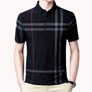 เสื้อเชิ้ตแขนสั้นผู้ชายสีพื้นผ้าฝ้ายระบายอากาศดีสไตล์ลำลองสำหรับเล่นกอล์ฟแฟชั่นฤดูร้อน - Product Image 1