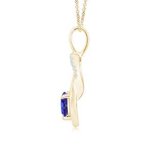 จี้ห้อยคอรูปอินฟินิตี้งานแฮนด์เมดคุณภาพสูง ทอง 14K ได้รับการรับรองจาก IGI พลอยแทนซาไนต์ทรงกลม ประดับเพชร - Product Image 2