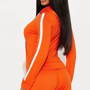OEM Jogging pour femme, personnalisable avec votre propre design, marque privée, sur mesure, fermeture éclair intégrale, couleur orange, confortable - Product Image 6