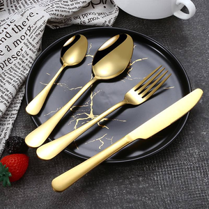Ensemble de couverts de mariage personnalisés de luxe pour restaurant, cuillère, fourchette, couteau, en métal - Product Image 5
