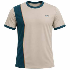 Premium Contrast Panel Crew Neck <b>T</b> <b>Shirt</b> for <b>Men</b> Custom Short Sleeve Eco-Friendly Breathable Quick Dry 100% <b>Polyester</b> Sportswear - Product Image 1