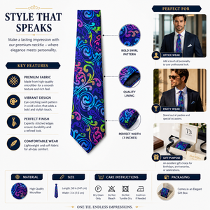 Corbata de Seda Premium con Diseño Floral Paisley Multicolor para Hombre |   Corbata de Diseño de Lujo Formal |   Ropa de Negocios y de Boda India 2026 Estilo Exportación - Product Image 5