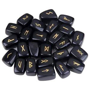 Juego de Runas de Obsidiana Negra Natural de la Mejor Calidad, Piedras de Runas de Ágata Curativa, Venta al por Mayor de Aameena Agate - Product Image 2