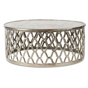 Mesa de Centro de Lujo en Metal Dorado con Tapa de Mármol de Doble Tono, Mueble de Sala Elegante y Sofisticado - Product Image 2