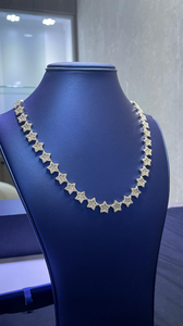 Collar Iced Out Star Link con acabado plateado, con diamantes de moissanita, collar de lujo para fiestas y bodas - Product Image 5