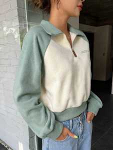 Oneten <b>Womens</b> Color Block Fleece <b>Quarter</b> <b>Zip</b> Pullover Long Sleeve Casual <b>Sweatshirt</b> - Product Image 4