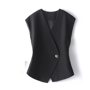 Chaleco Casual Elegante para Mujer, Cuello en V, Sin Mangas, Poliéster, Resistente al Viento, Transpirable, con Cinturón, para Oficina, Invierno 2026 - Product Image 4