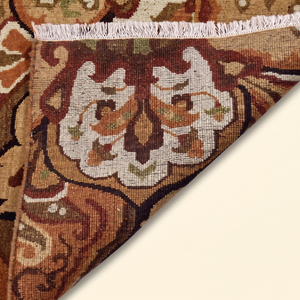 Tapis artisanal en laine terracotta à motif floral Paisley, marron rouille, moderne, botanique, antidérapant, écologique, à poils épais pour salon - Product Image 5