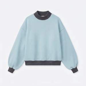 Sudadera Oversize de Felpa Verde Menta para Mujer, Cuello Redondo, Manga Regular, Tejido de Punto, Color Liso, Estilo Urbano Largo, Top Casual de Otoño - Product Image 1