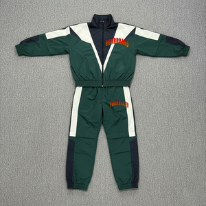 Survêtements de streetwear d'hiver pour hommes, 2 pièces, en coton 100%, avec logo personnalisé imprimé, effet délavé vintage, blocs de couleur, respirants - Product Image 3