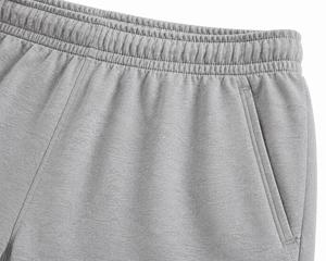 Shorts Bermuda en coton gris uni pour homme avec taille élastique et poches, style décontracté, style gym, 100% coton, confortable et léger - Product Image 6