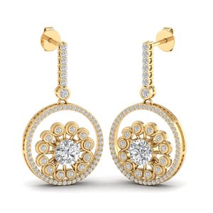 REYES, Nuevos Pendientes Colgantes de Plata de Ley 925 con Moissanita VVS para Mujer, Chapados en Oro Amarillo de 14K y Rodio - Product Image 1