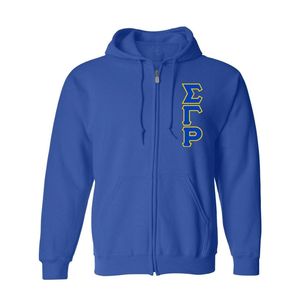 Sudadera con capucha pesada de forro polar con cremallera completa Sigma Gamma Rho, azul, con 3 letras, para mujer, informal, ropa universitaria griega, personalizada - Product Image 1