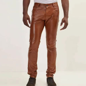 Pantalones de Cuero de Lujo para Hombre, Cuero Suave de Primera Calidad, Ajuste Cómodo y Duradero, Perfectos para Atuendos Casuales y Profesionales - Product Image 1