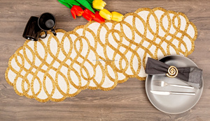 พรมปูรองจานผ้าปูรองจานผ้าปูรองจานผ้าปูรองจานแฟนซีตกแต่งงานคริสต์มาสทำมือสำหรับงานแต่งงาน - Product Image 3