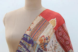 Écharpe Kantha réversible, châle vintage brodé, dupatta pour femmes, coton multi-usage, été - Product Image 5