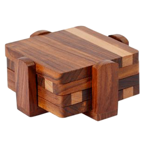 Wooden Square <b>Coaster</b> <b>Set</b> Of 4 Pcs With Wood Finished For Hot & Cold Cover Of Beverage Kitchenware <b>Coaster</b> <b>Set</b> - Product Image 1