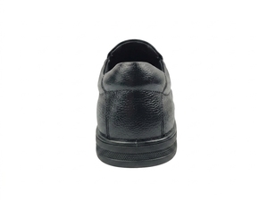 Chaussures de marche pour hommes en cuir véritable noir, à enfiler, bout rond, semelle intermédiaire EVA amortie, semelle extérieure en caoutchouc, toutes saisons - Product Image 4