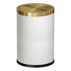 Corbeille à papier élégante en métal doré, écologique, avec couvercle, en maille de luxe, pour la maison, le bureau, bac de rangement décoratif en acier inoxydable - Product Image 1