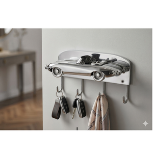 Porta Llaves Metálico de Pared con Diseño de Auto, Calidad de Exportación, con Ganchos Resistentes, Ideal para Llaves, Bolsos y Organización del Hogar, en Venta - Product Image 1