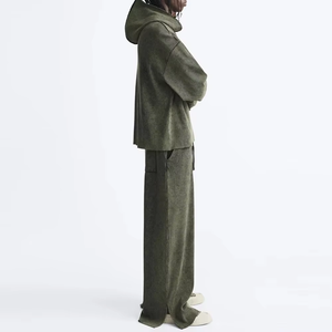 Conjunto de Sudadera con Capucha y Pantalones de Chándal de Felpa Gruesa para Hombre, Estilo Oversize Holgado, Pierna Recta y Bajo Abierto - Product Image 6