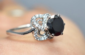 Anillo de Diamante Redondo de Moissanita Negra, Plata de Ley 925, Regalo de Compromiso Personalizado para Aniversario - Product Image 3
