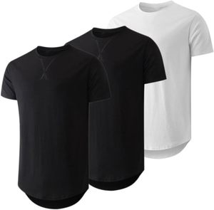 Camiseta de Punto para Hombre, Cuello Redondo, Manga Corta, Corte Regular, Color Sólido, Informal, Larga, Negra, Blanca, Caqui, Multicolor, ODM, OEM - Product Image 3