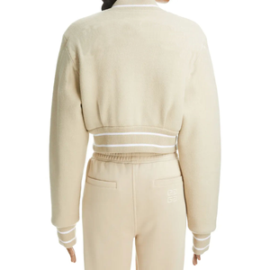 Chaqueta Varsity Corta de Manga Larga para Mujer, de Alta Calidad, en Poliéster/Algodón, Estilo Urbano, MOQ Bajo, Personalizable con Logotipo OEM - Product Image 4