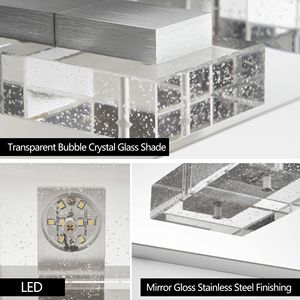 Moderna Lampada da Parete a 6 Luci LED Cromata, 96 cm, con Paralumi Quadrati in Acrilico, per Illuminazione Specchio Bagno - Product Image 4