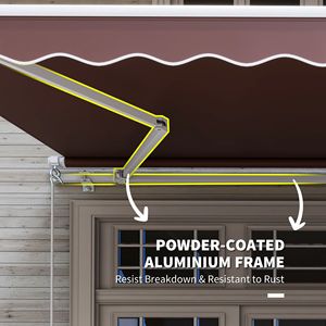 Toldo Retráctil para Patio de 12 Pies x 8 Pies, Color Marrón, Manivela Manual, Marco de Aluminio Plegable, Protección UV para Terrazas y Patios, Máx. 5 Metros - Product Image 6