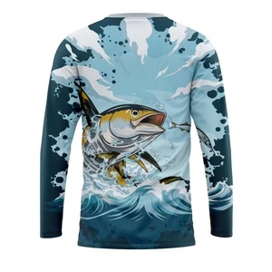 Custom Knitted Sporty Short Sleeve Fishing <b>T</b>-<b>Shirt</b> UV Protection Breathable Polyester Fishing Wear for Men and Women - Product Image 3