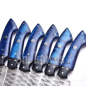 Juego de Cuchillos de Caza de Acero de Damasco de Grado Industrial Sm Knives de 6 Piezas, Mango de Madera, Hoja Biselada de Punta Caída, Garantía de 3 Años, OEM/ODM - Product Image 4